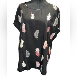 Sason Curve Black Blouse With Feathers, Size 1X, NWOT